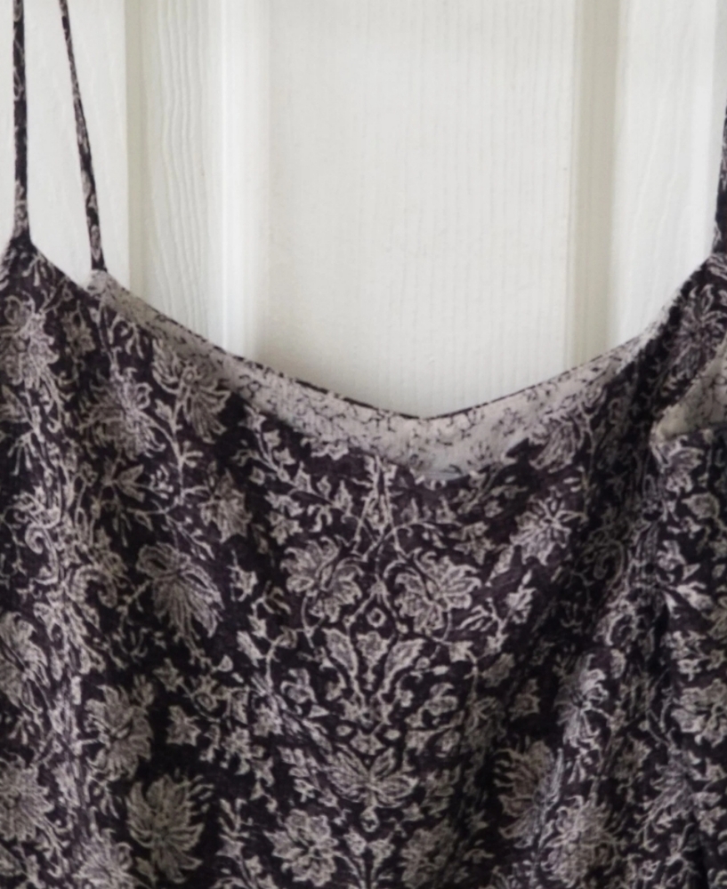 NWT Vtg Anne Klein 100% Silk Crepe Print Maxi Dress Contrast Lining & Slits XS